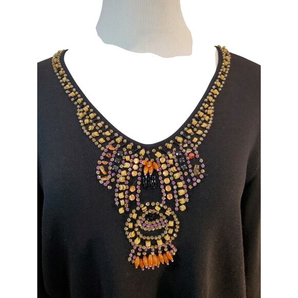 Joseph A Woman Qu'Est Cequec 'Est Silk Vintage Black Beaded 1990s VTG Sweater 1X - Picture 4 of 16